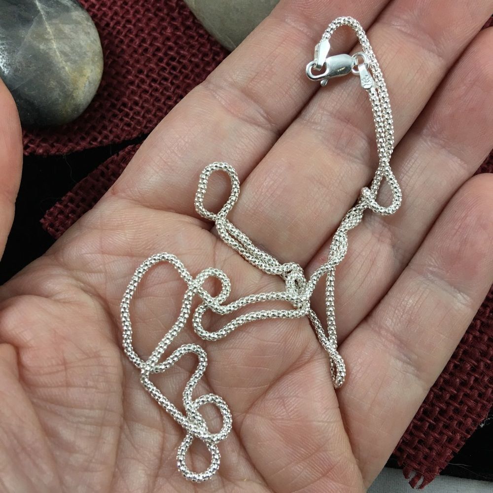 22 inch Italian Sterling Popcorn Chain - Picture 3 of 3